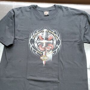 Harley-Davidson Black Short-Sleeve Tee with Dagger, Snake & Shield Graphic